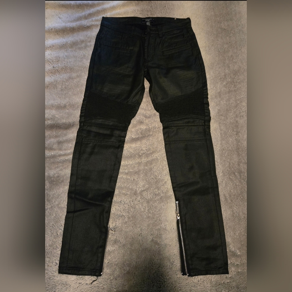 Forever 21 Waxed Moto Jeans